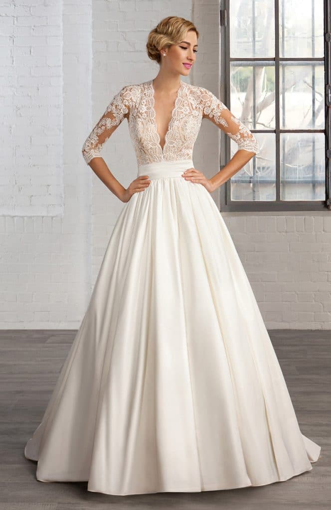 Robe De Mariée Satin Mikado Et Dentelle 2020 Couture