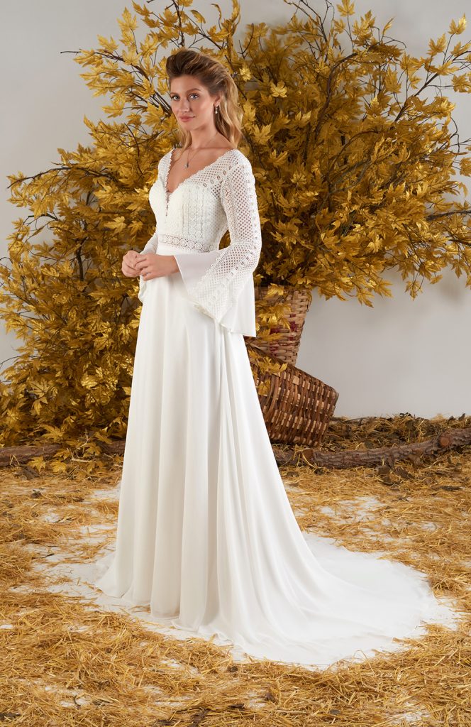 Robe de mariée-Bureau des mariages-Robe de mariée A-ligne robe de mariée mousseline Ivory 42 bc497 