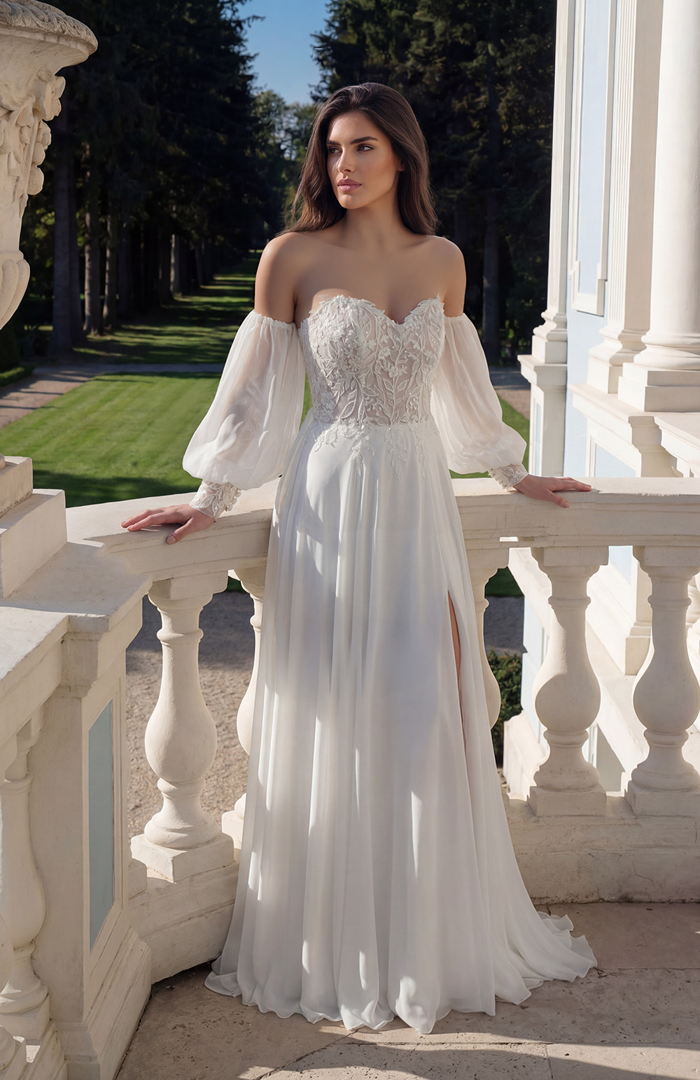 Robes de mari&eacute;e style Mousseline - Crepe & Dentelle